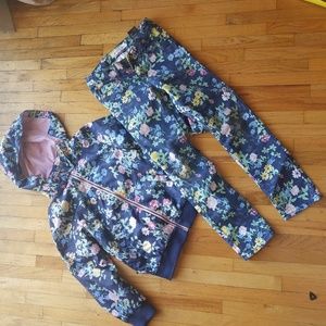 H&M Girl's jacket pants floral print set size 7